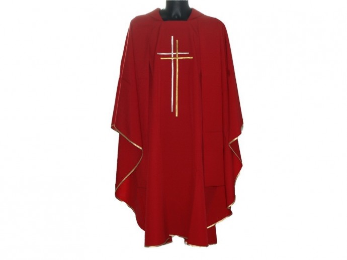 Casula classica rossa con croce doppia