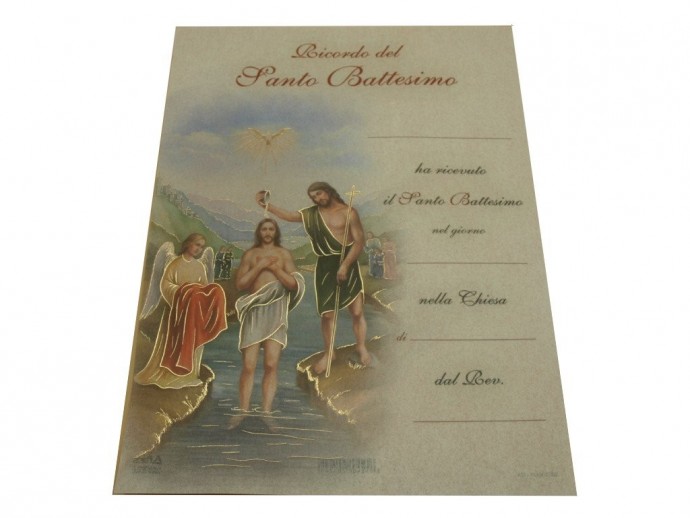 Pergamena Battesimo cm. 18x24