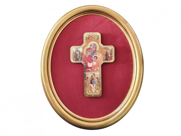 Cornice in legno dorato 35 x 29 cm. con icona Sacra Famiglia
