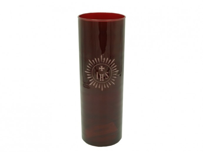 Vetro rosso rubino in cristallo per cerone  D. 7,5xH22 cm.