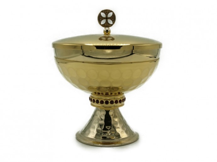 Pisside Bassa in ottone dorato diametro 12 H 11,5 cm.