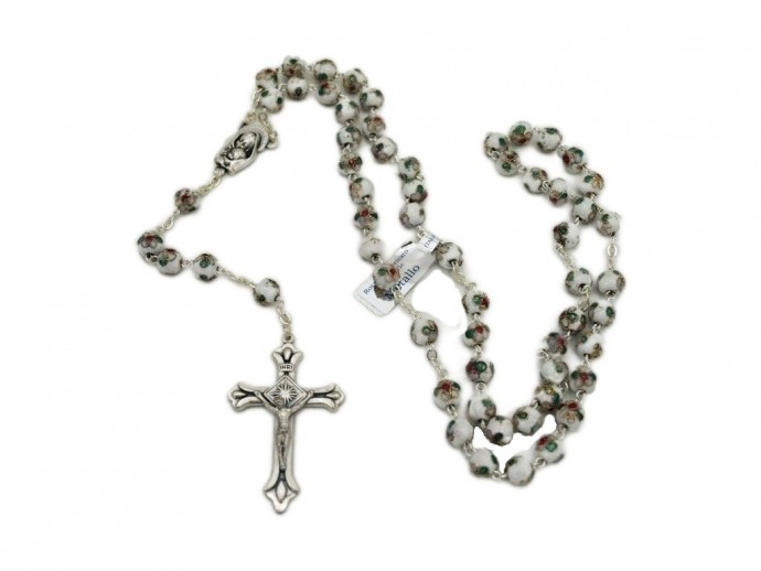 Rosario Cloisonnè mm. 8 bianco