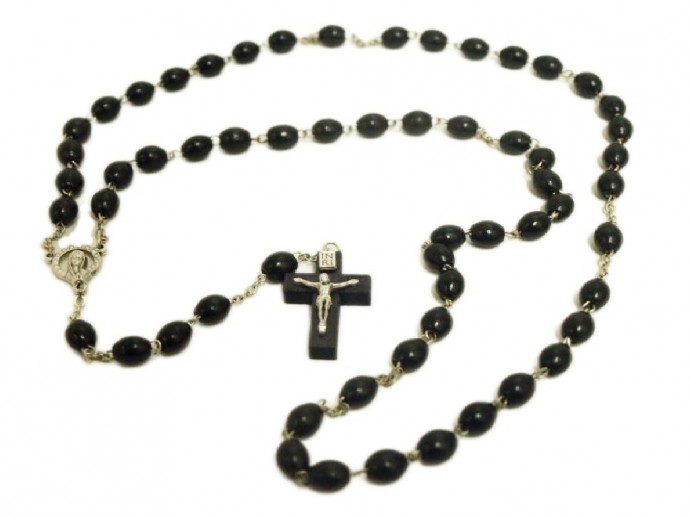 Corona rosario legno con grani ovali mm. 8x6