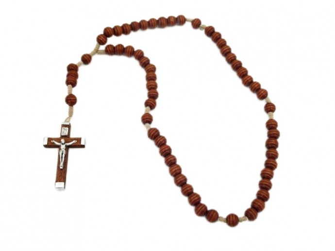 Corona rosario corda con grani legno
