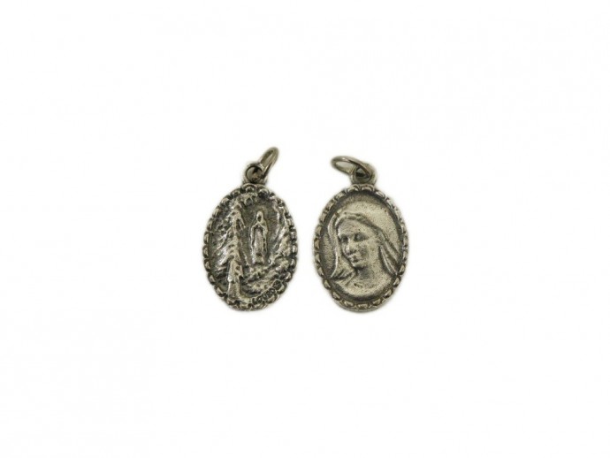 Medaglia in metallo Madonna di Lourdes cm. 1,7