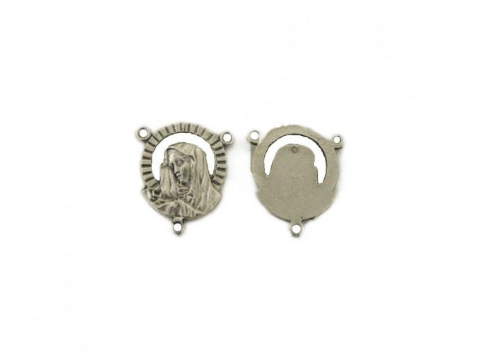 Crociera in metallo volto della Madonna ox ovale misura cm. 2,2