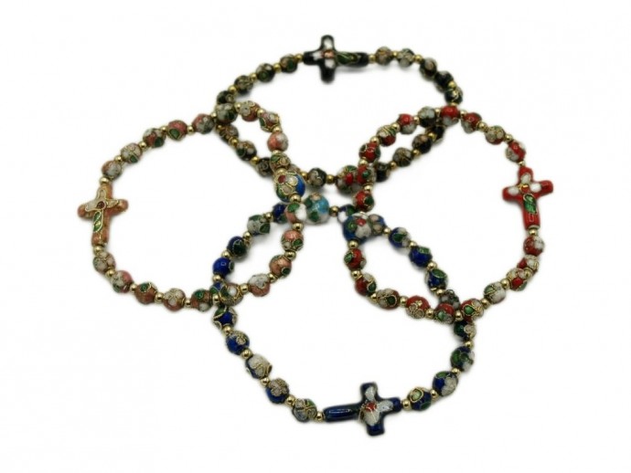 Braccialetto Cloisonne blu-nero-rosso-rosa