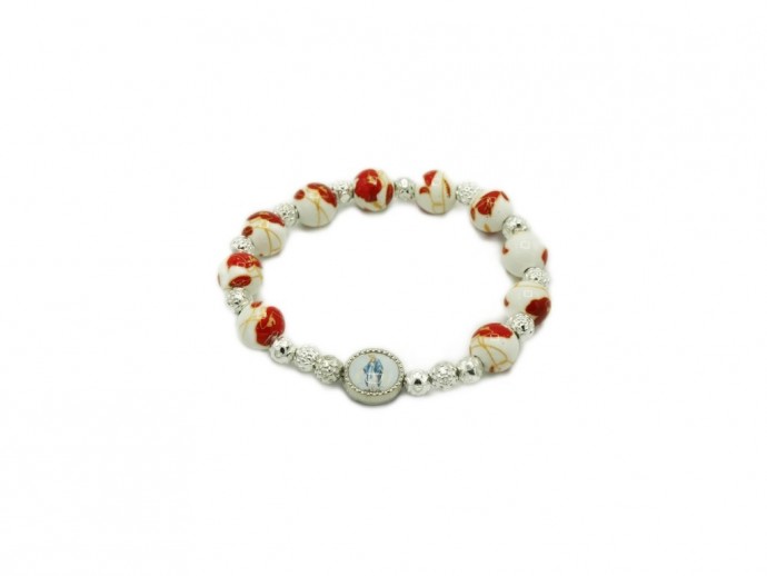 Bracciale rosario in porcellana mm. 10 finitura marrone