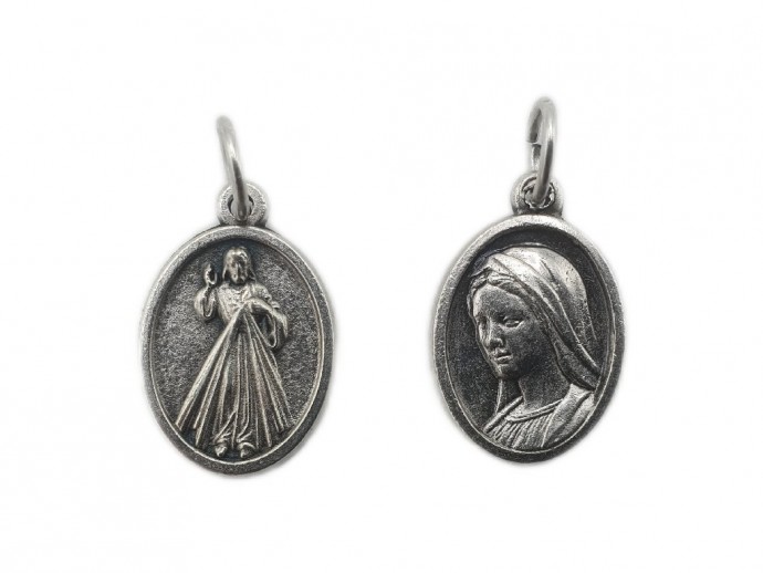 Medaglia in metallo Sacro Cuore di Gesù e Maria cm. 1.7