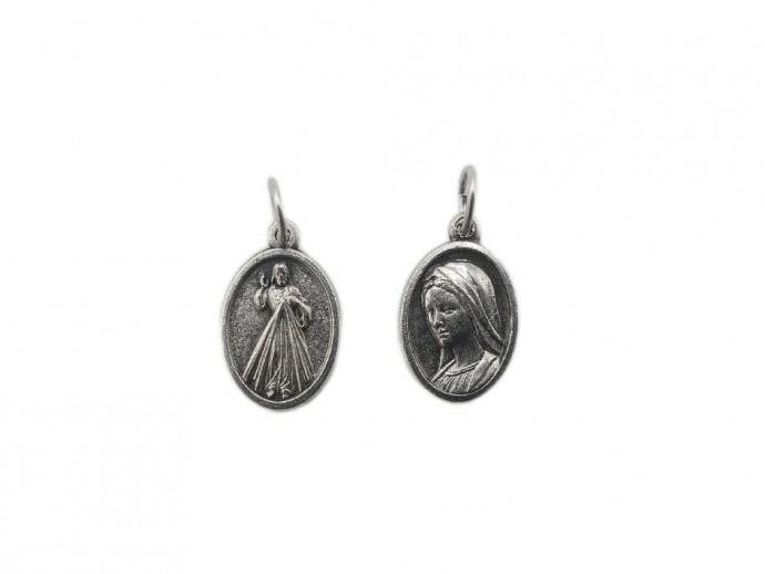 Medaglia in metallo Sacro Cuore di Gesù e Maria cm. 1.7