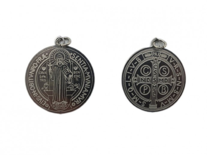 Medaglia San Benedetto in acciaio mm. 32