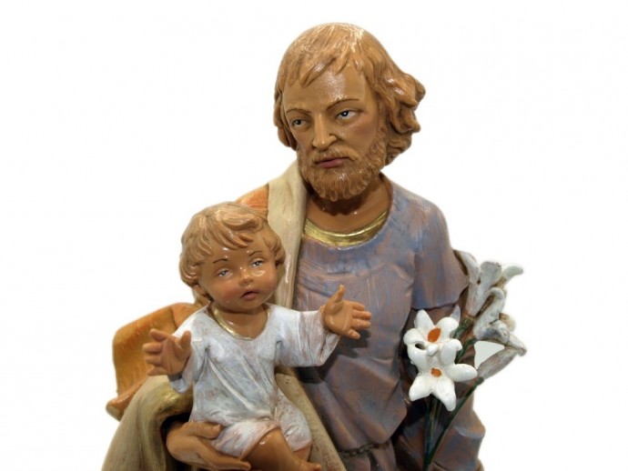 Statua San Giuseppe con bambino cm. 31