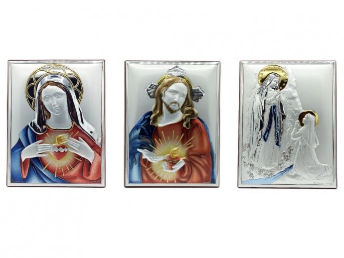 Immagine Sacro Cuore di Gesù-Sacro Cuore di Maria-Madonna di Lourdes