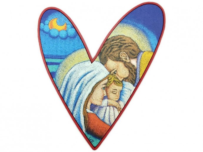 Cuore Sacra Famiglia cm. 21x17,5