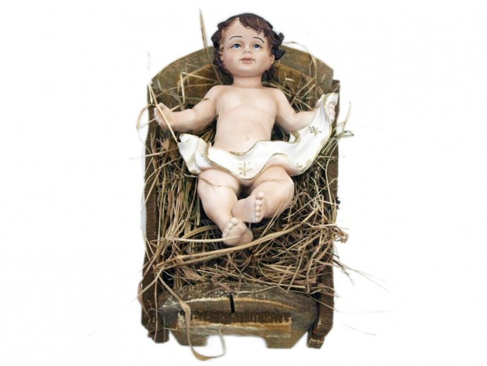Stata Bambino Gesù con stola con culla cm.45