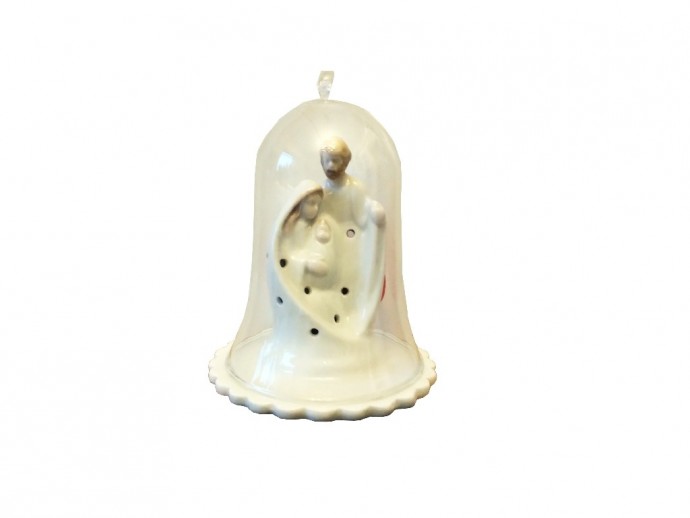 Campana in vetro e porcellana Natività cm.10