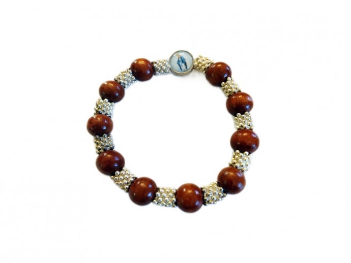 Bracciale rosario in legno-metallo