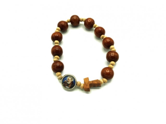 Bracciale rosario elastico in legno due colori