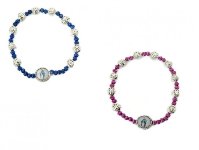 Bracciale corda con grani metallo