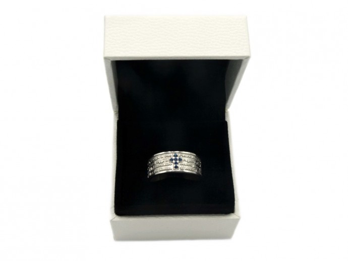 Anello argento con croce blu misura 16-18-20
