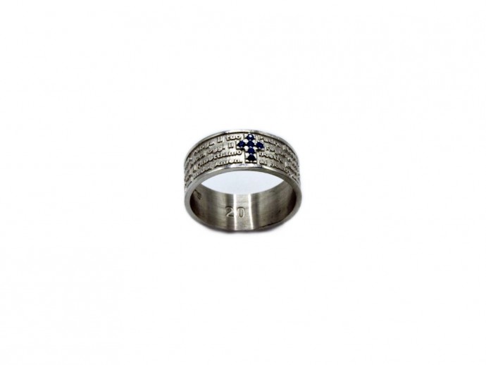 Anello argento con croce blu misura 16-18-20