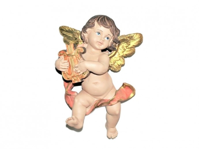 Statua Angioletto con arpa cm. 20x16 da appendere