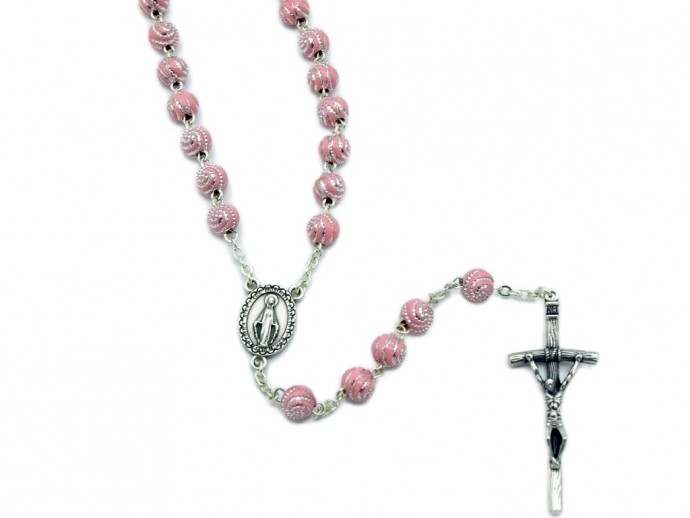 Corona rosario strass rosa