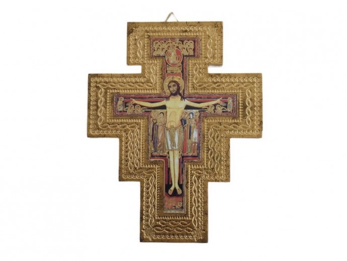 Croce San Damiano dorata cm. 14
