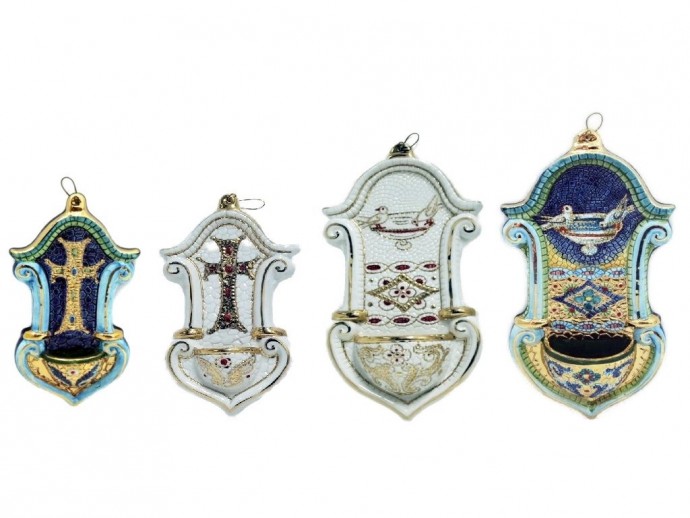 Acquasantiera ceramica maiolica
