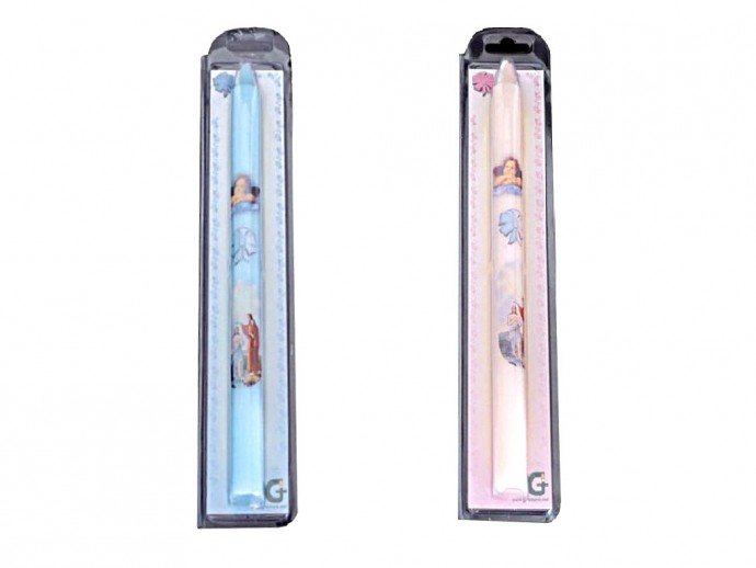 Candela battesimo rosa o azzurra