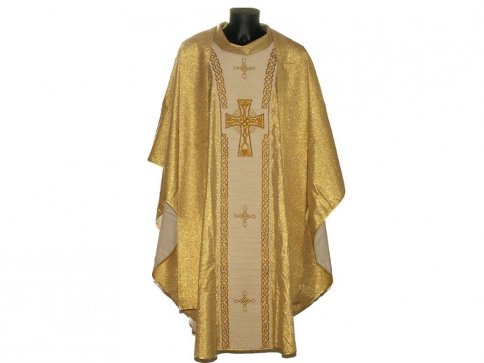 Casula in satin lurex con applicazione fascia