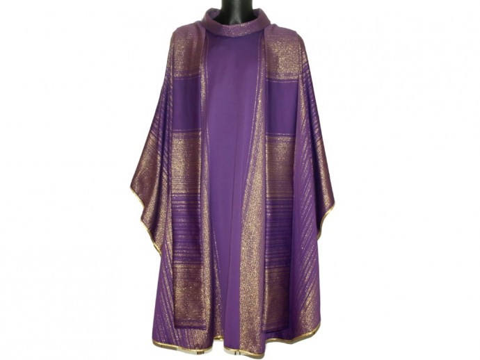 Casula satin viola a righe dorate