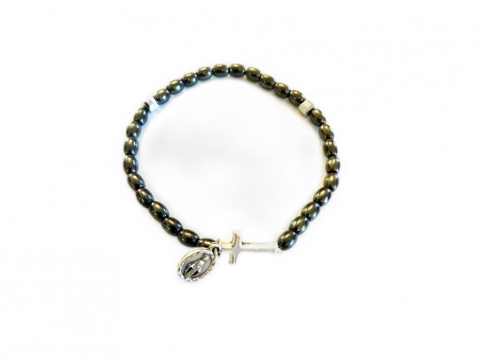 Bracciale ematite e metallo