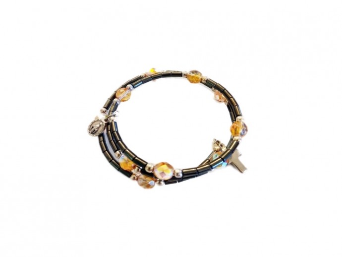 Bracciale rosario in ematite con sfere in cristallo