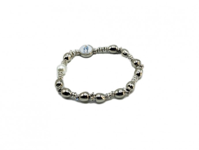 Bracciale metallo lucido con perla
