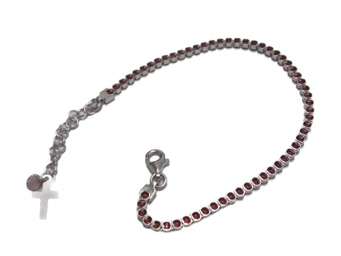 Bracciale tennis argento colore rosso
