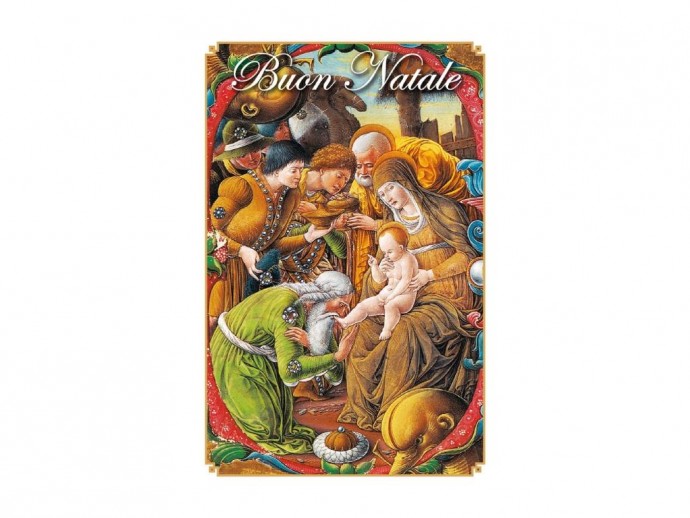Cartolina biglietto Natalizio Adorazione dei Re Magi cm. cm. 11,5x17