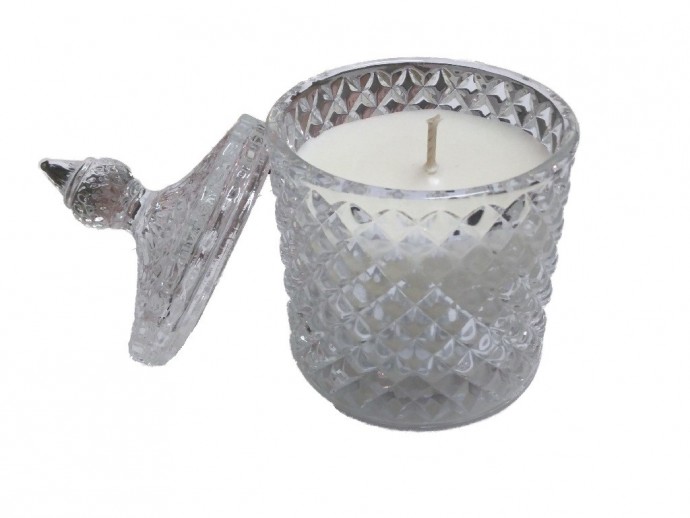 Candela vaso in vetro con cera di soia naturale al Nardo da gr. 200
