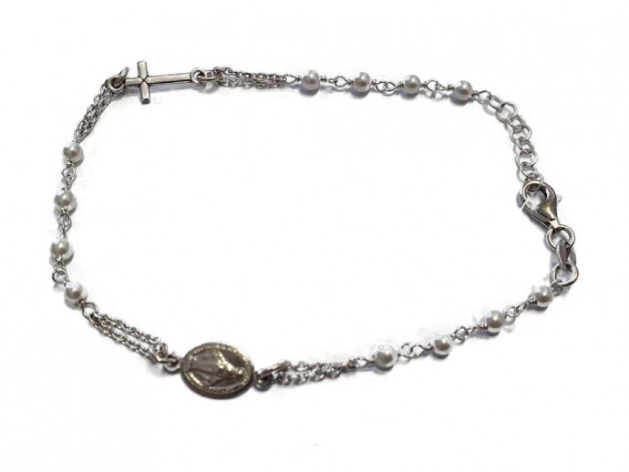 Bracciale rosario argento con perle