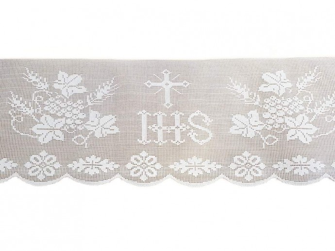Pizzo per tovaglia  dall'altare in cotone bianco H. 19 cm.