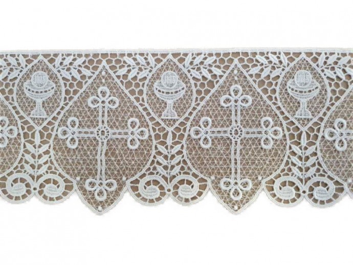 Pizzo per tovaglia in Macramè bianco H 13 cm.
