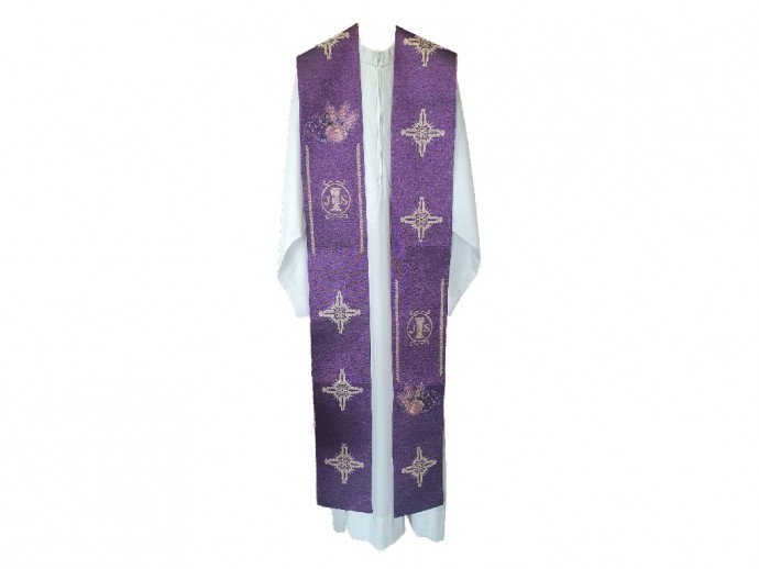 Stola viola Spiga e Uva cm. 125x14