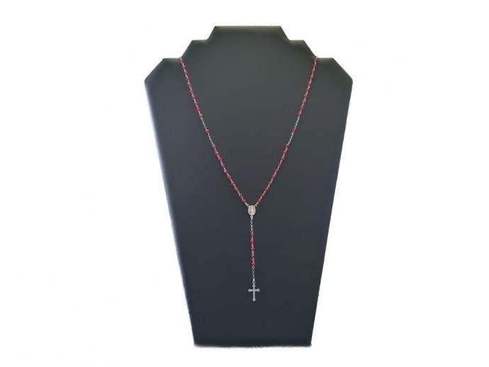 Corona rosario argento 925/°°° con pietre rosse