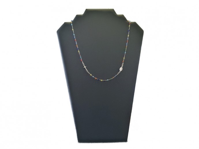 Collana rosario girocollo argento 925/°°° con pietre colorate