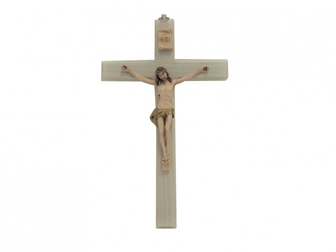 Crocifisso legno colore frassino cm. 23