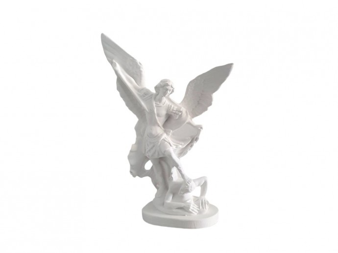 Statua bianca San Michele Arcangelo cm. 15