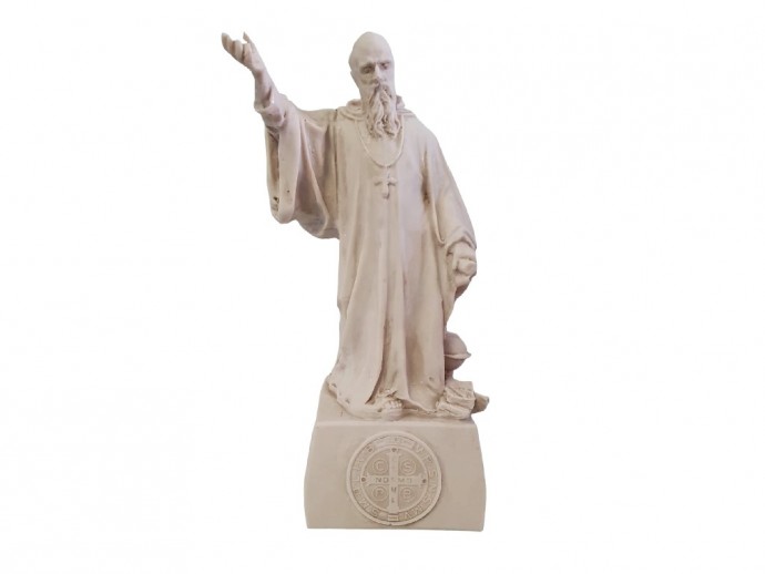 Statua San Benedetto mano alzata cm. 22