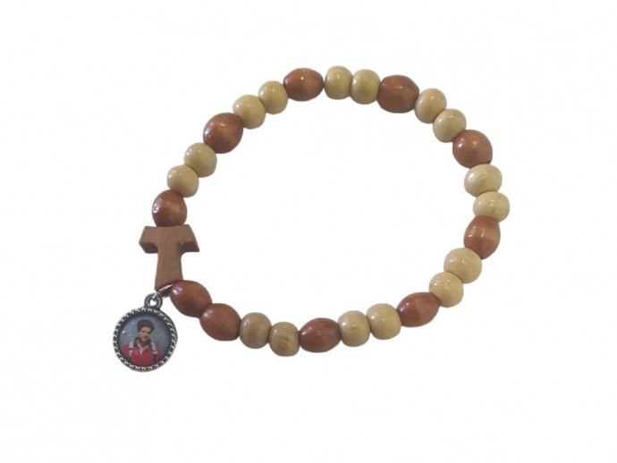 Bracciale elastico con grani in legno mm. 6