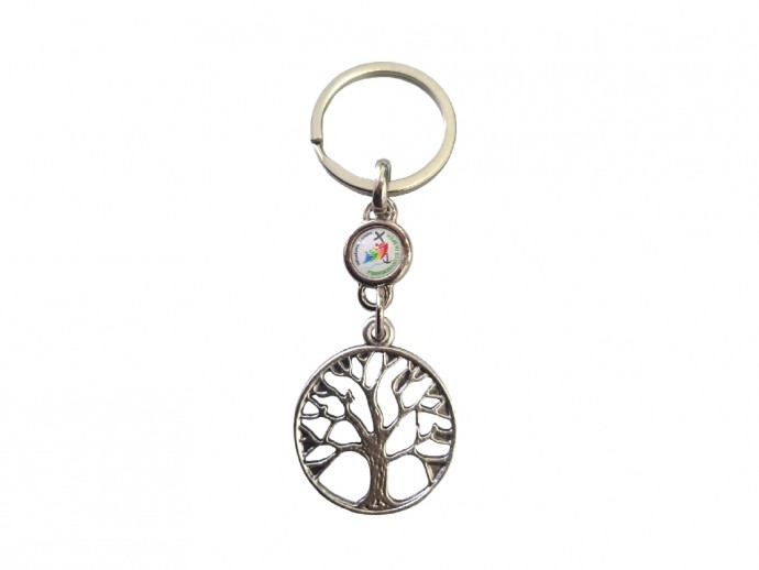 Portachiavi albero della vita in metallo con logo Giubileo 2025