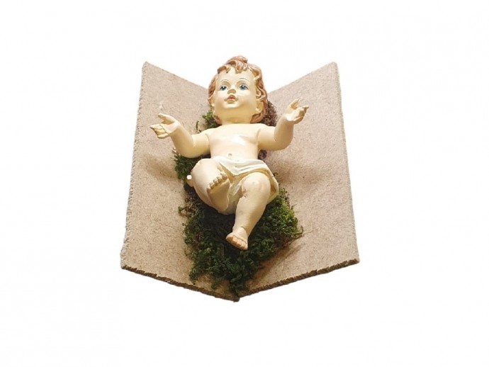 Culla legno con Bambinello cm. 10